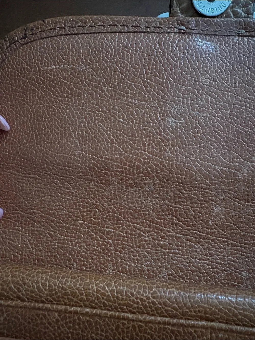 Brighton Pebbled Tan Leather Phone Wallet with Decorative Silver Buckle